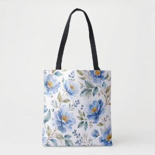 Romantic Blue Blossoms Tote Bag