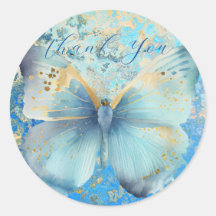 Romantic blue butterfly thank you