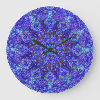 Romantic blue-coloured mandala ornament arabesque large clock