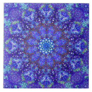 Romantic blue-coloured mandala ornament arabesque tile
