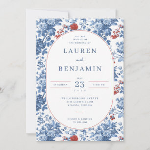 Romantic Blue Floral Garden Invitation