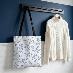 Romantic blue floral shopping bag