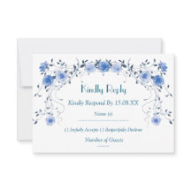 Romantic Blue Floral Watercolor Table Number Cards