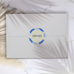 Romantic Blue Floral Wedding Classic Round Sticker