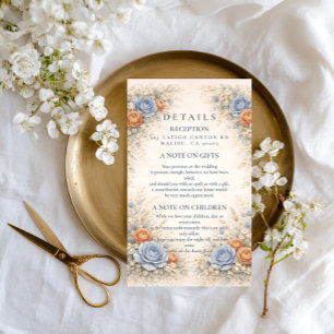 Romantic Blue Floral Wedding Enclosure Card