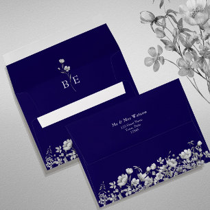 Romantic Blue Floral Wedding Envelope