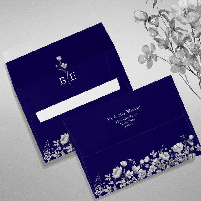 Romantic Blue Floral Wedding Envelope (Creator Uploaded)