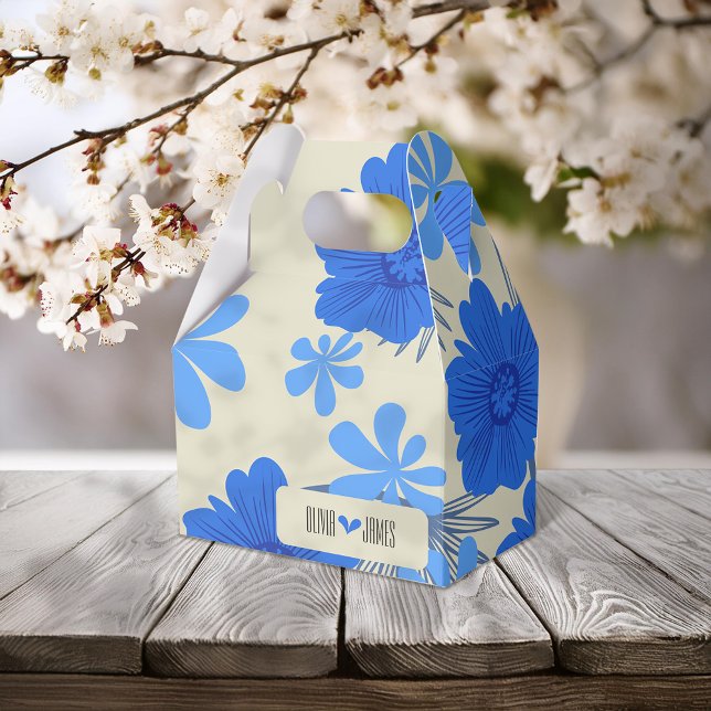 Romantic Blue Floral Wedding Favour Box (Creator Uploaded)