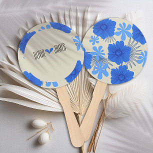 Romantic Blue Floral Wedding Hand Fan