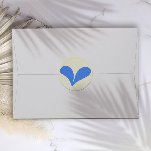 Romantic Blue Floral Wedding Heart Classic Round Sticker