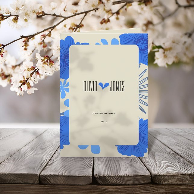 Romantic Blue Floral Wedding Program (Creator Uploaded)