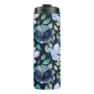 Romantic Blue Flowers Boho Botanical   Thermal Tumbler