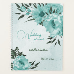 romantic  blue flowers & green leaves wedding planner