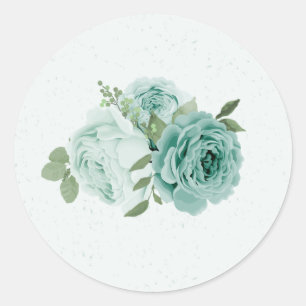 romantic blue flowers greenery classic round sticker