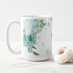 romantic blue flowers greenery coffee mug