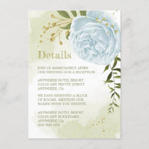 romantic blue flowers greenery details enclosure card