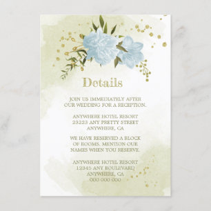 romantic blue flowers greenery details enclosure card