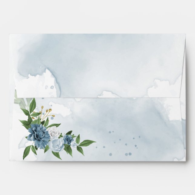romantic blue flowers greenery  envelope (Back (Top Flap))