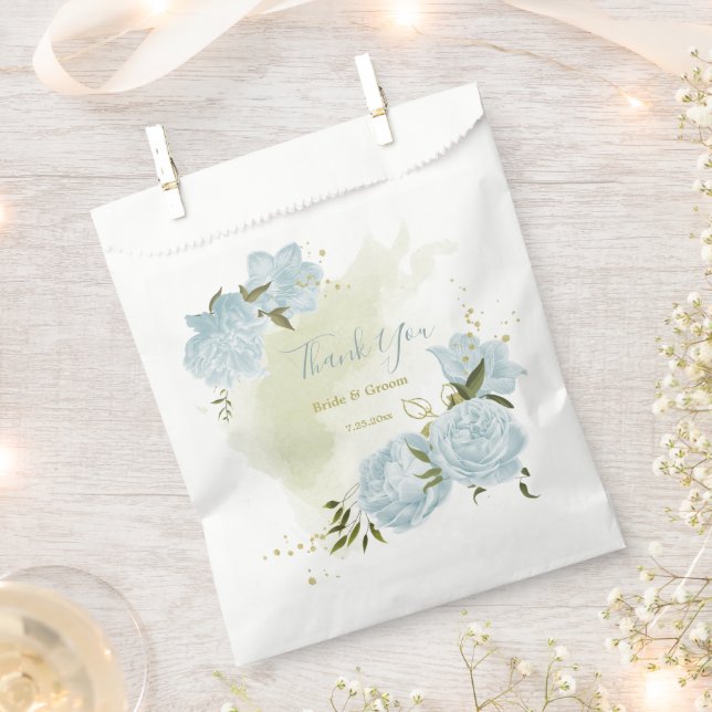 romantic blue flowers greenery wedding favour bag (Clipped)