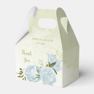 romantic blue flowers greenery wedding favour box
