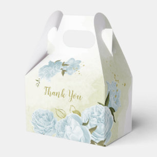 romantic blue flowers greenery wedding favour box