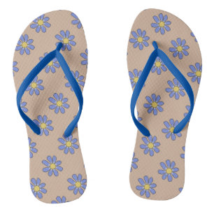 Romantic Blue Graphical Flowers on any Colour Thongs