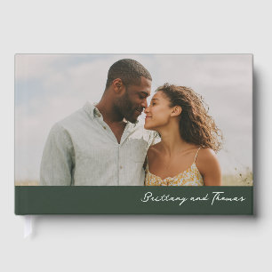 Romantic Blue Green Photo Guest Book