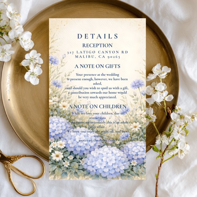 Romantic Blue Hydrangea Wedding Enclosure Card (Creator Uploaded)