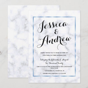 Romantic Blue Marble Wedding Invitation