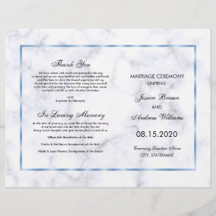 Romantic Blue Marble Wedding Program