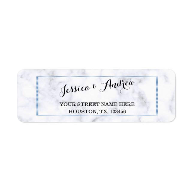 Romantic Blue Marble Wedding Return Address Label (Front)