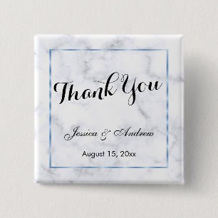 Romantic Blue Marble Wedding Thank You 15 Cm Square Badge