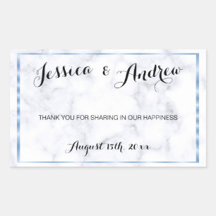 Romantic Blue Marble Wedding Thank You Rectangular Sticker