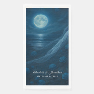 Romantic Blue Moonlit Beach Wedding Napkin