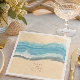 Romantic Blue Ocean Wave Dinner Napkins