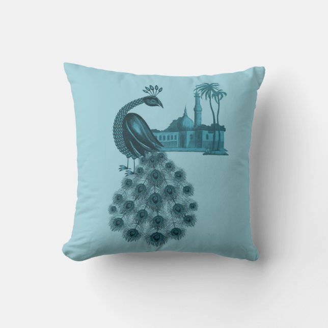 Romantic Blue Peacock Cushion (Front)