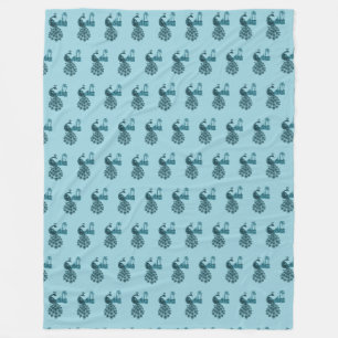 Romantic Blue Peacock Fleece Blanket