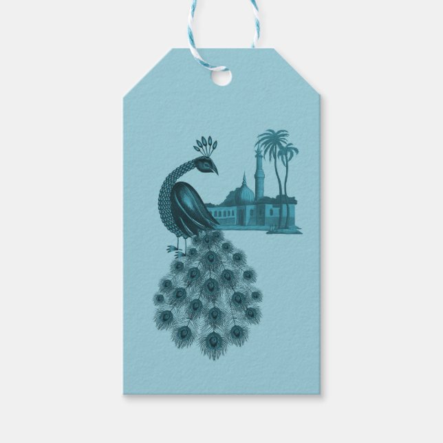 Romantic Blue Peacock Gift Tags (Front)
