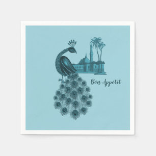 Romantic Blue Peacock Napkin