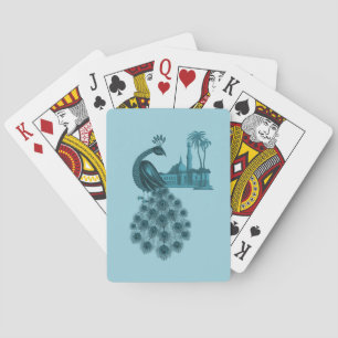 Romantic Blue Peacock Playing Cards
