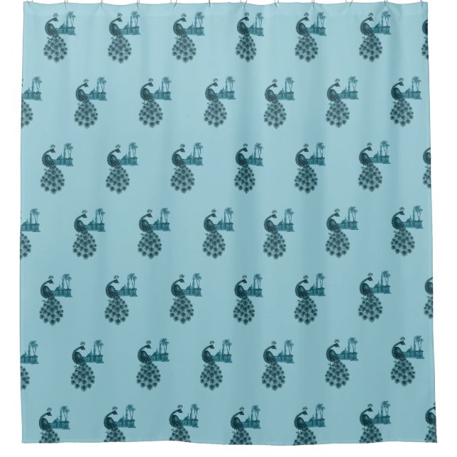 Romantic Blue Peacock Shower Curtain (Front)