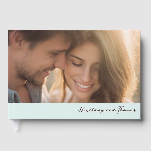 Romantic Blue Photo Guest Book (Front)