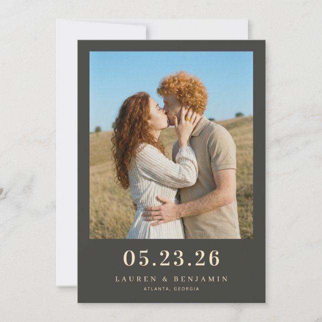 Romantic Blue Photo Save The Date (Front)