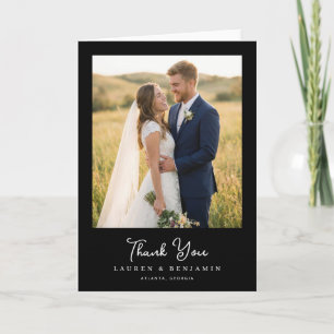 Romantic Blue Photo Thank You Card