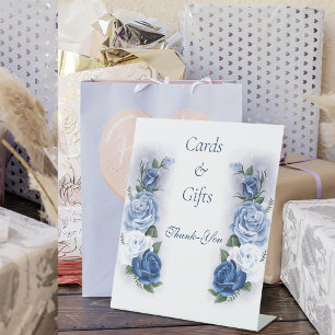 Romantic Blue Regency Gay Botanical Silhouette Pedestal Sign