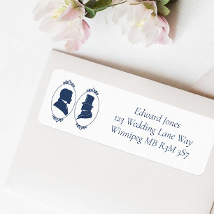 Romantic Blue Regency Gay Botanical Silhouette Return Address Label