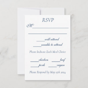 Romantic Blue Regency Gay Botanical Silhouette RSVP Card