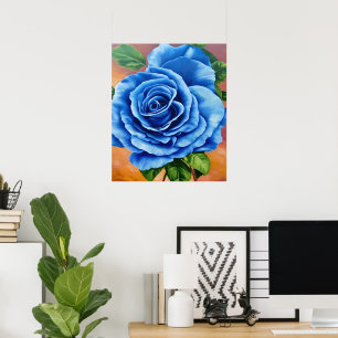 Romantic blue rose poster