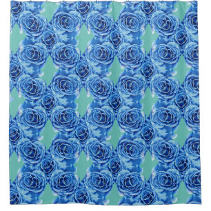 Romantic blue rose shower curtain