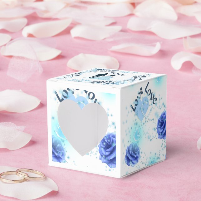 Romantic Blue Rose Wedding Favour Box | Love You H (Wedding)